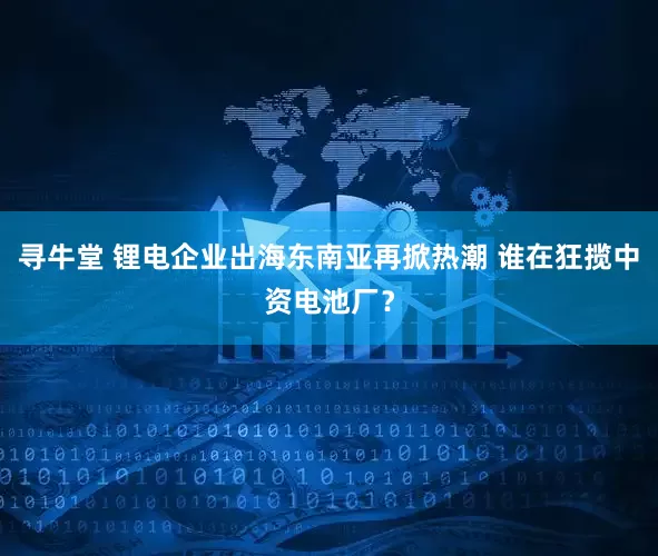 寻牛堂 锂电企业出海东南亚再掀热潮 谁在狂揽中资电池厂？