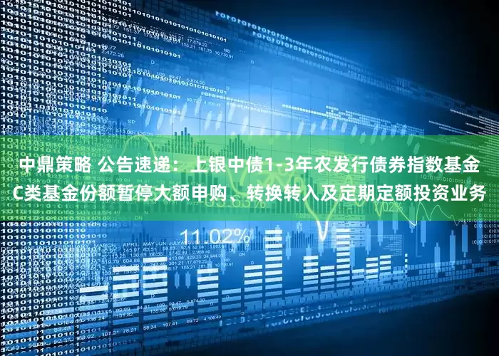 中鼎策略 公告速递：上银中债1-3年农发行债券指数基金C类基金份额暂停大额申购、转换转入及定期定额投资业务